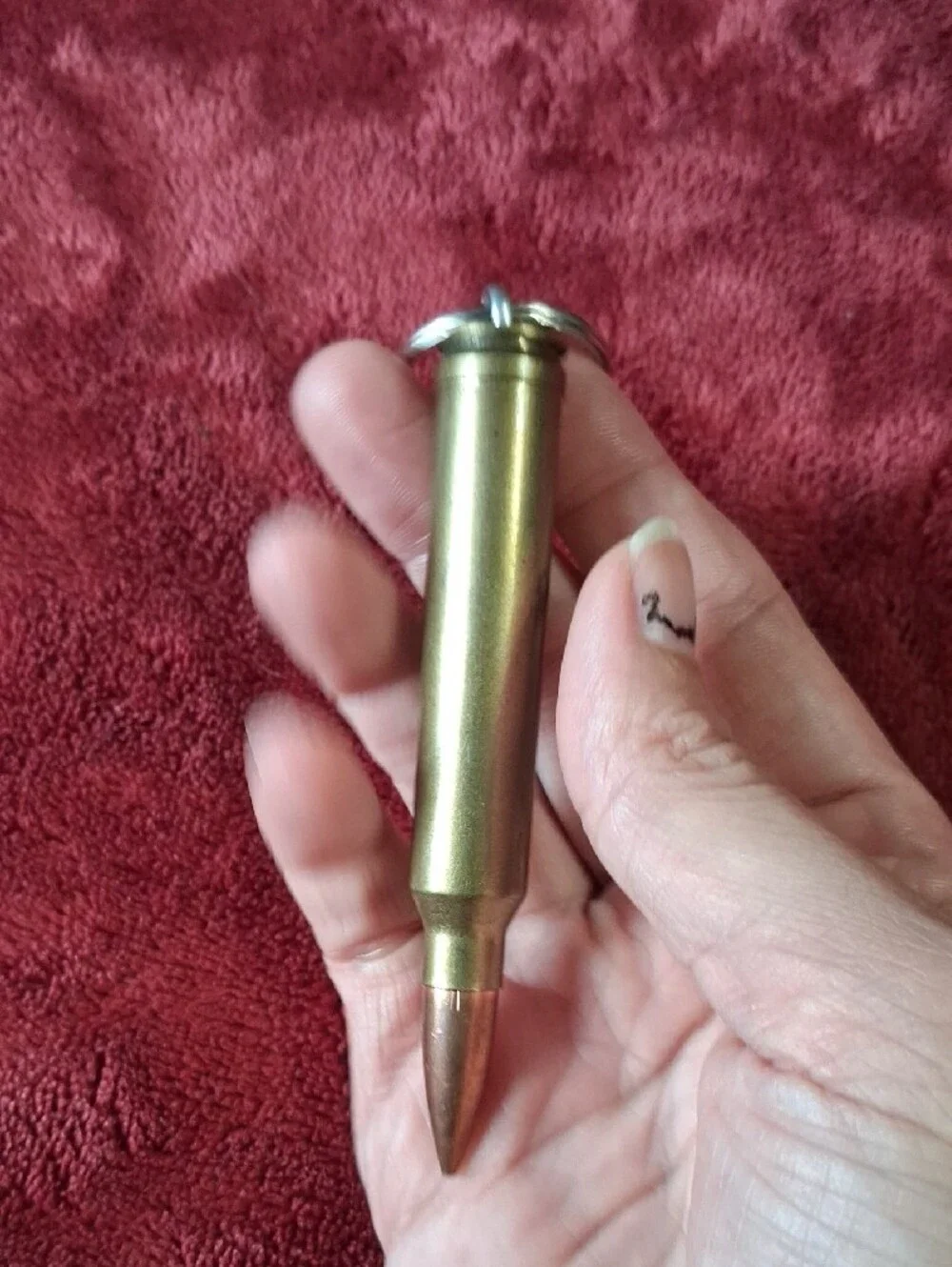 Brass Bullet Keychain with Silver Ring